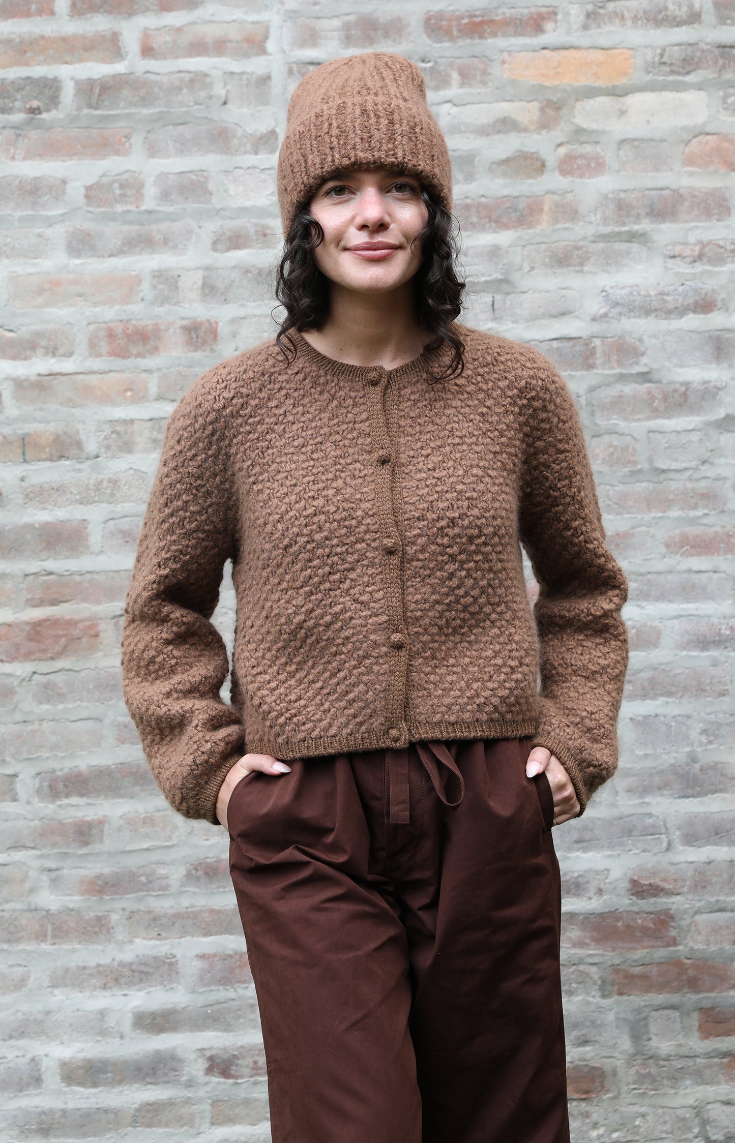 Cognac Cashmere & Silk Teddy Cardigan
