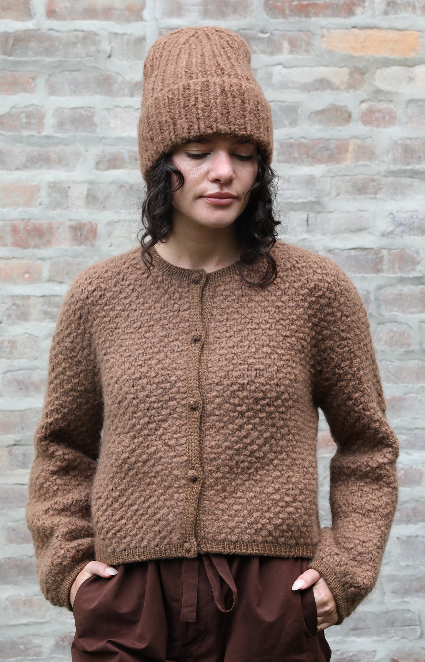 Cognac Cashmere & Silk Teddy Cardigan