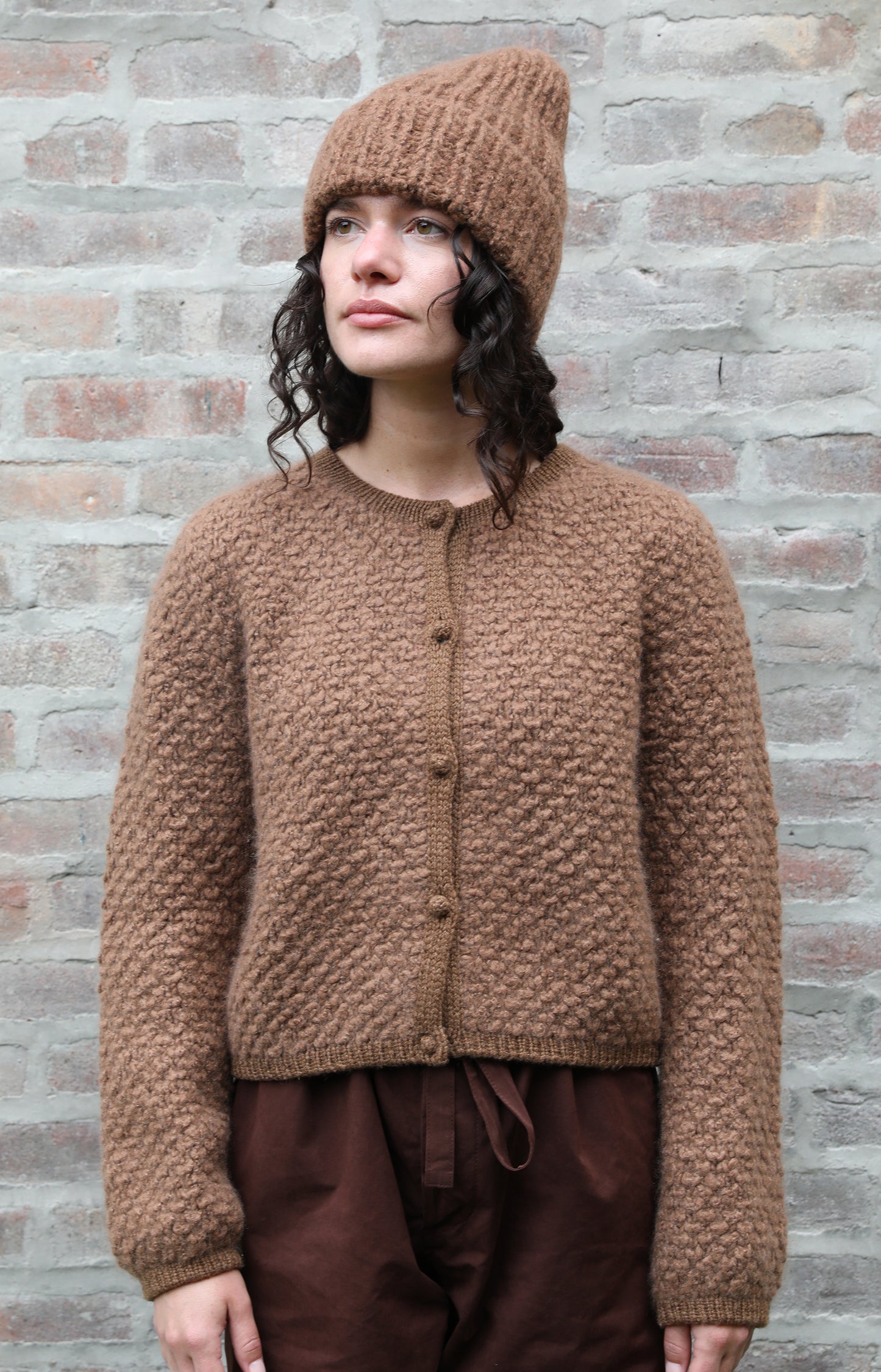 Cognac Cashmere & Silk Teddy Cardigan