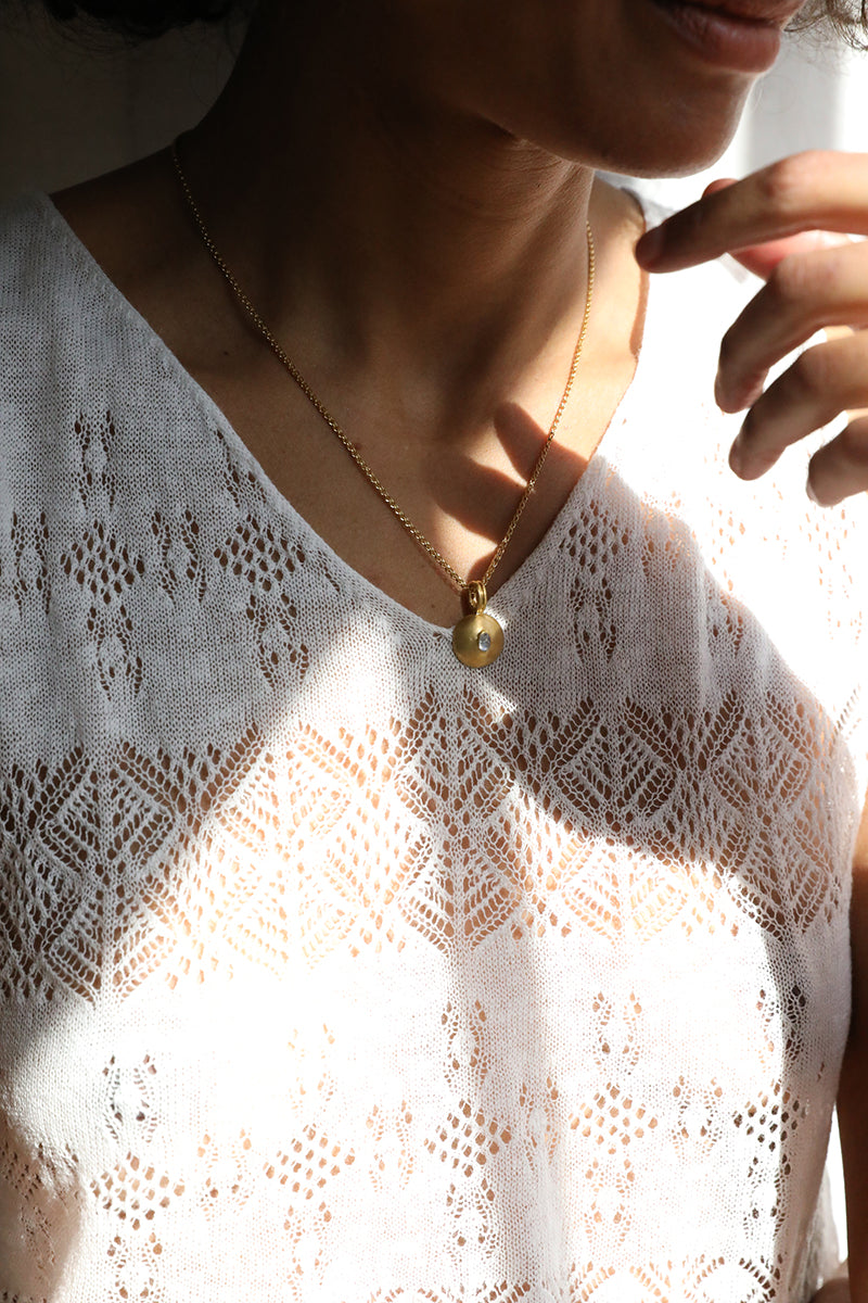 Small Rainbow Moonstone Bulla Pendant