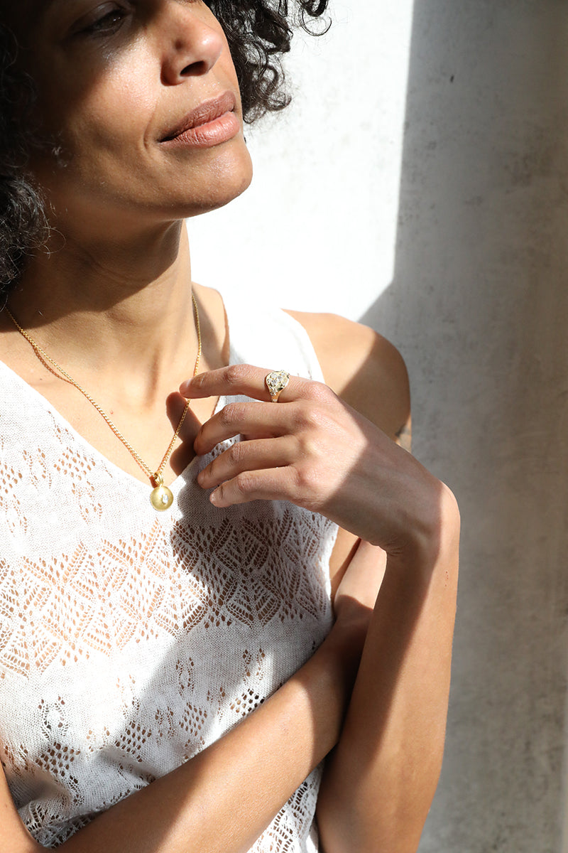 Small Rainbow Moonstone Bulla Pendant