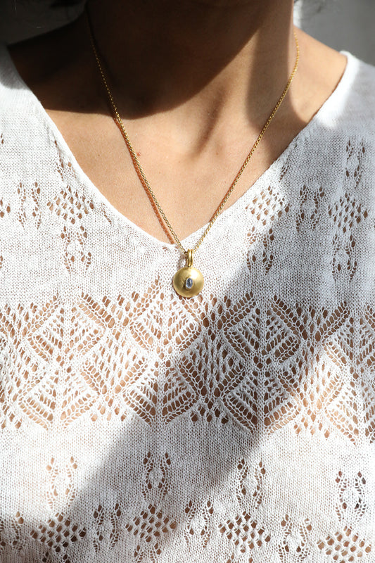 Small Rainbow Moonstone Bulla Pendant