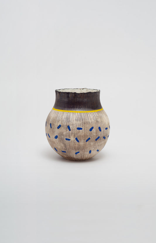Handpinched Blue and Yellow Vase