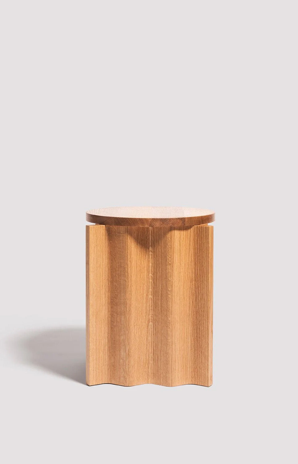 The Corrugated Side Table in White Oak