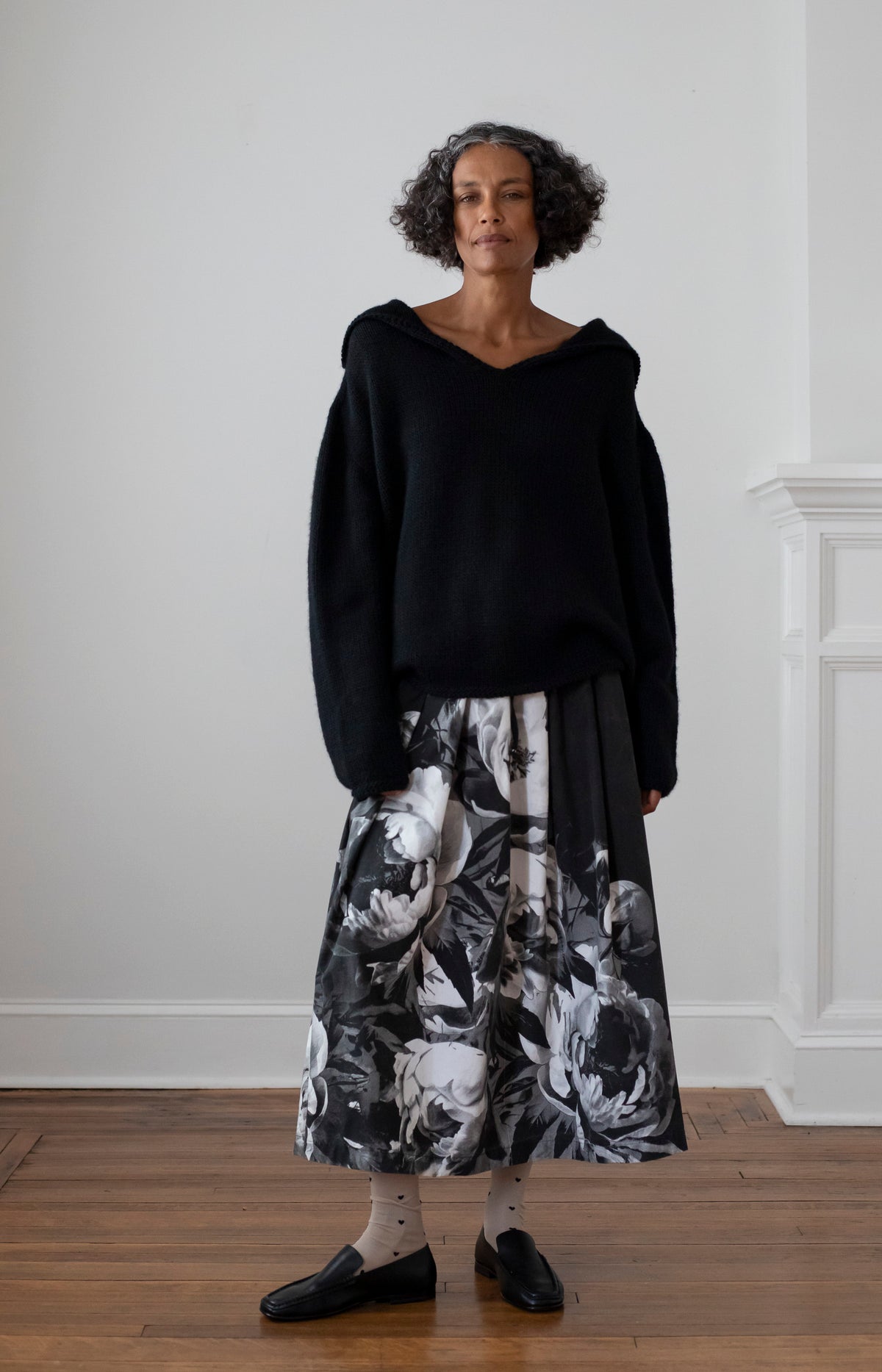 Black Handprinted Skirt