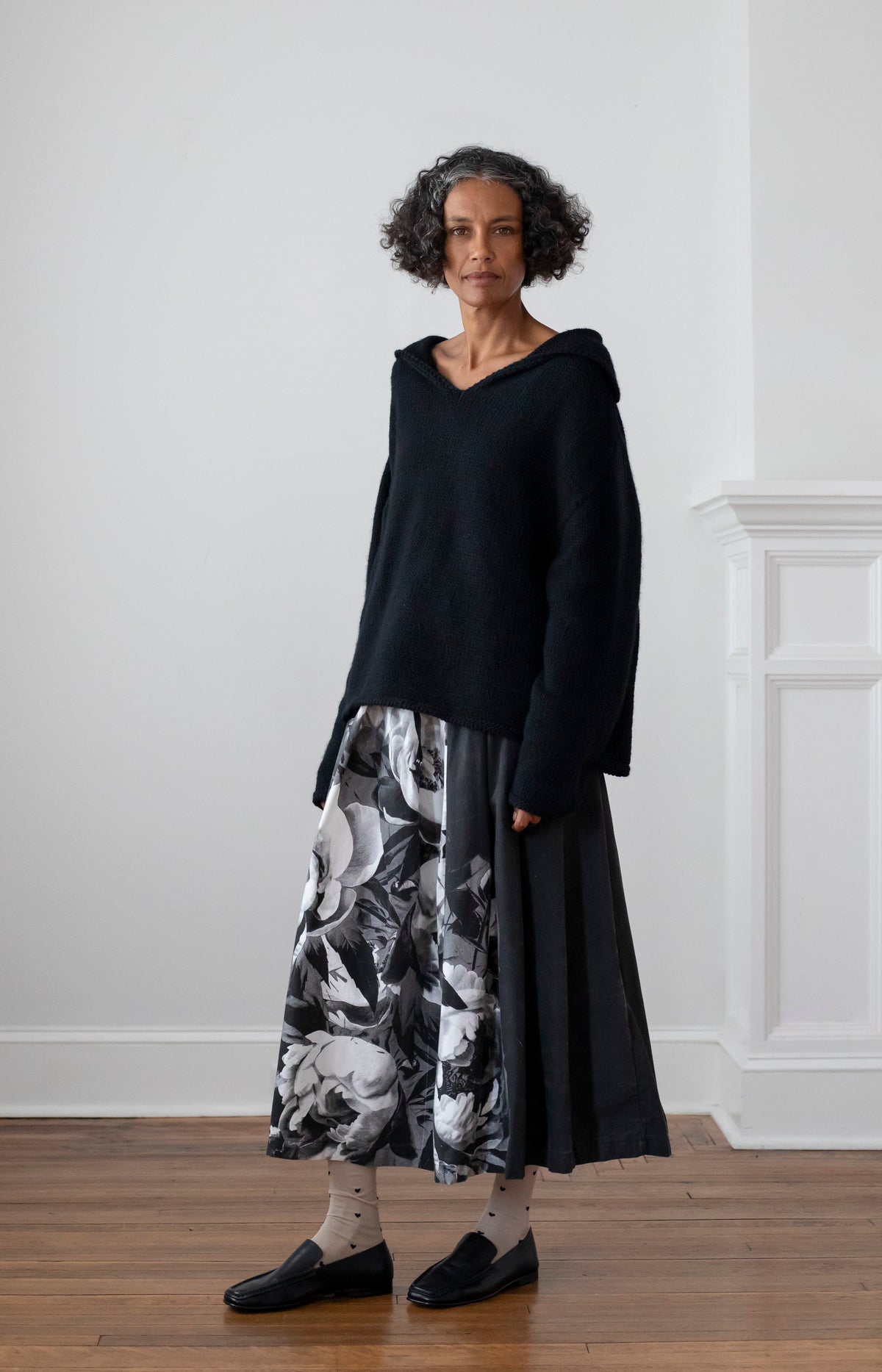 Black Handprinted Skirt