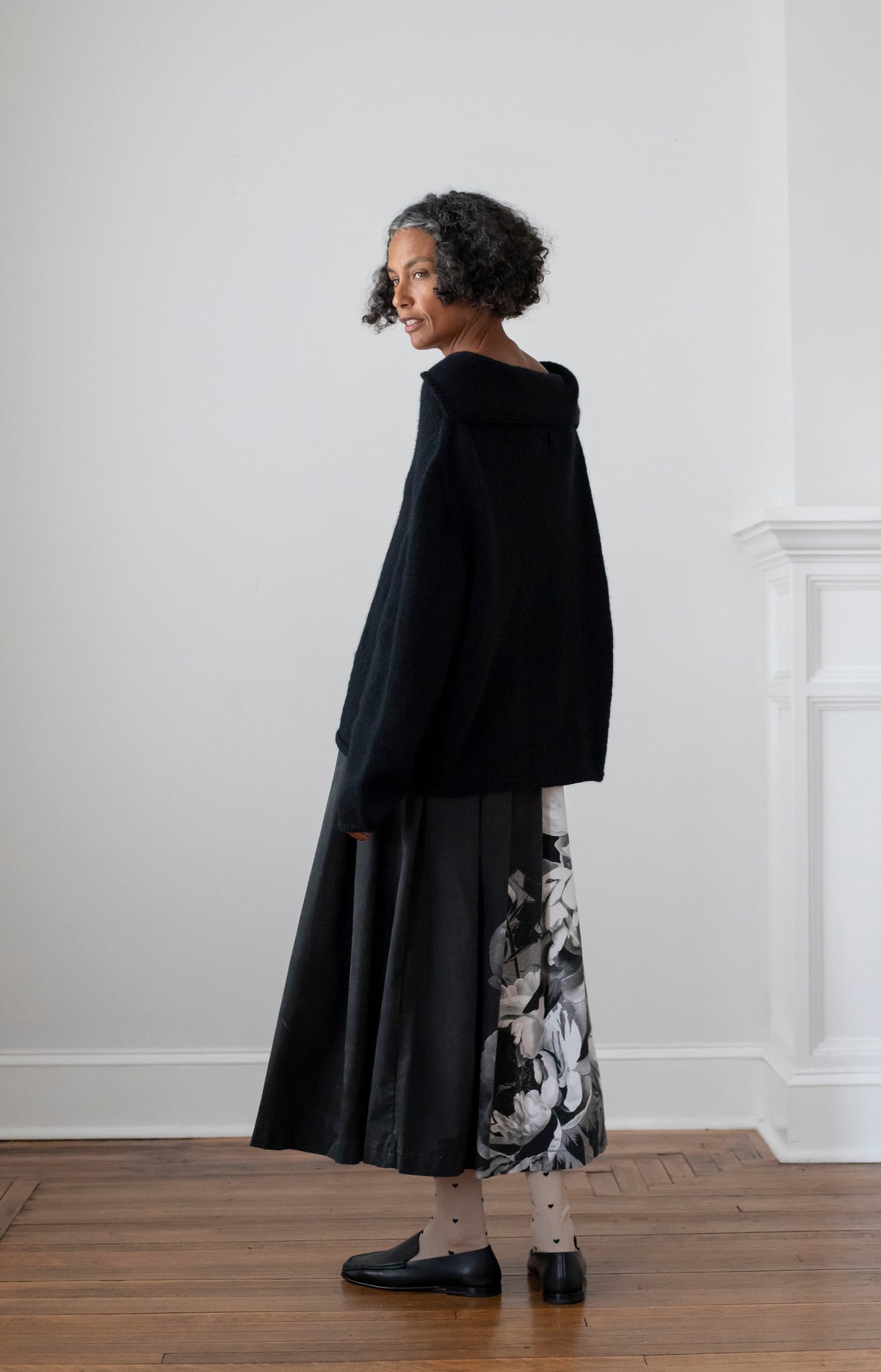 Black Handprinted Skirt