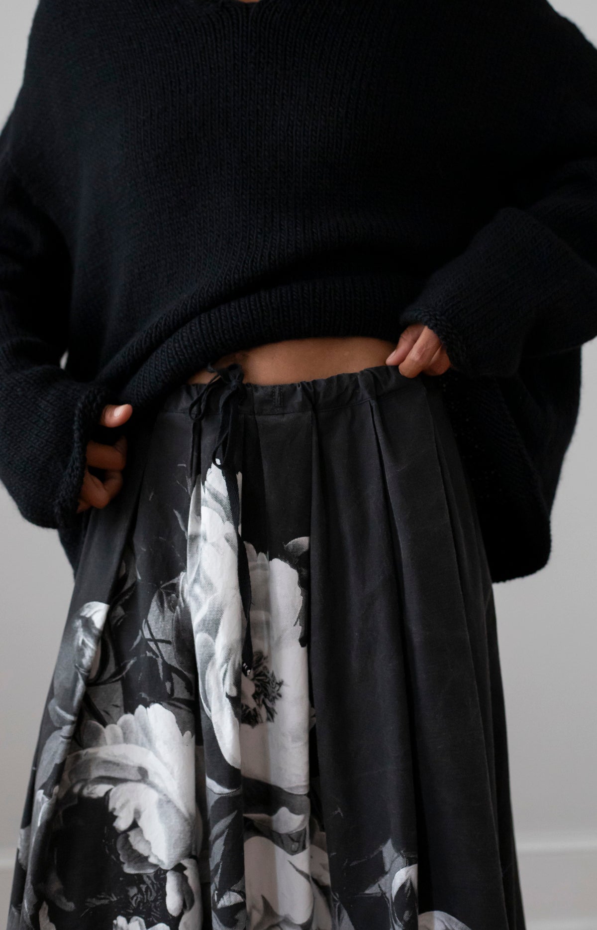Black Handprinted Skirt