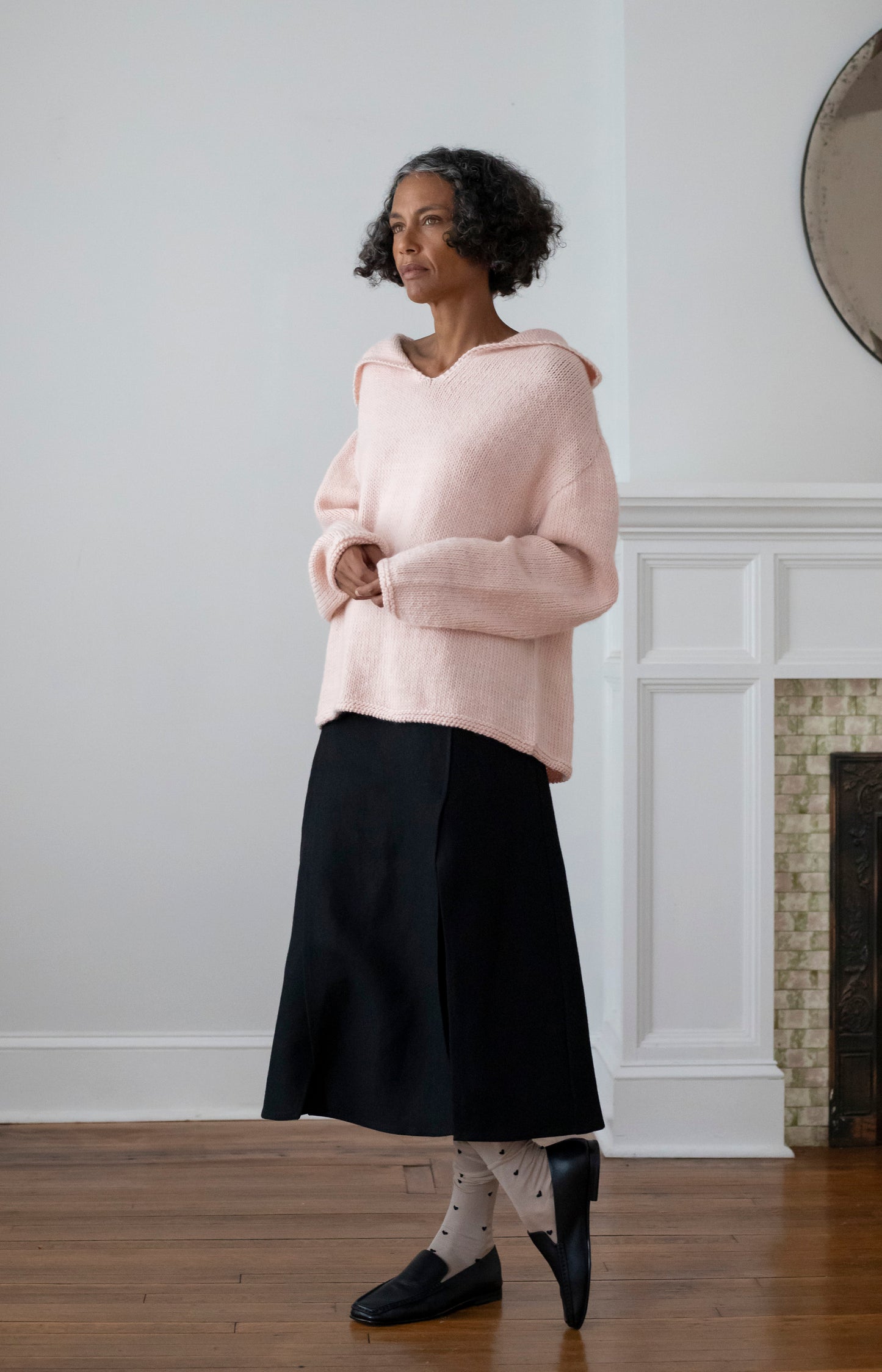 Baby Pink Merino Aviator Sweater