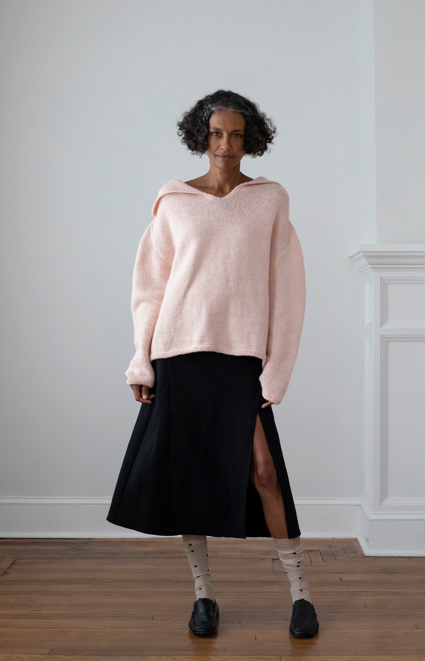 Baby Pink Merino Aviator Sweater