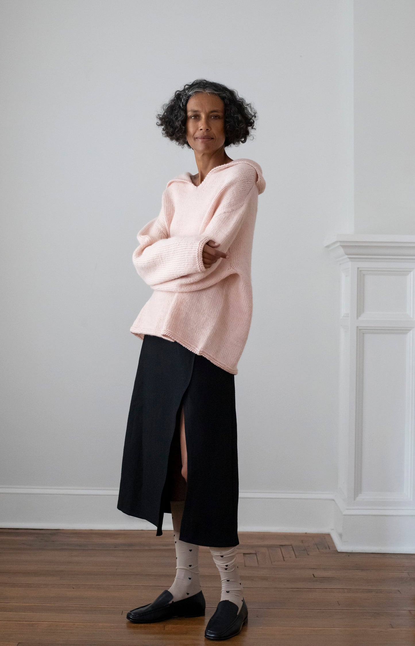 Baby Pink Merino Aviator Sweater