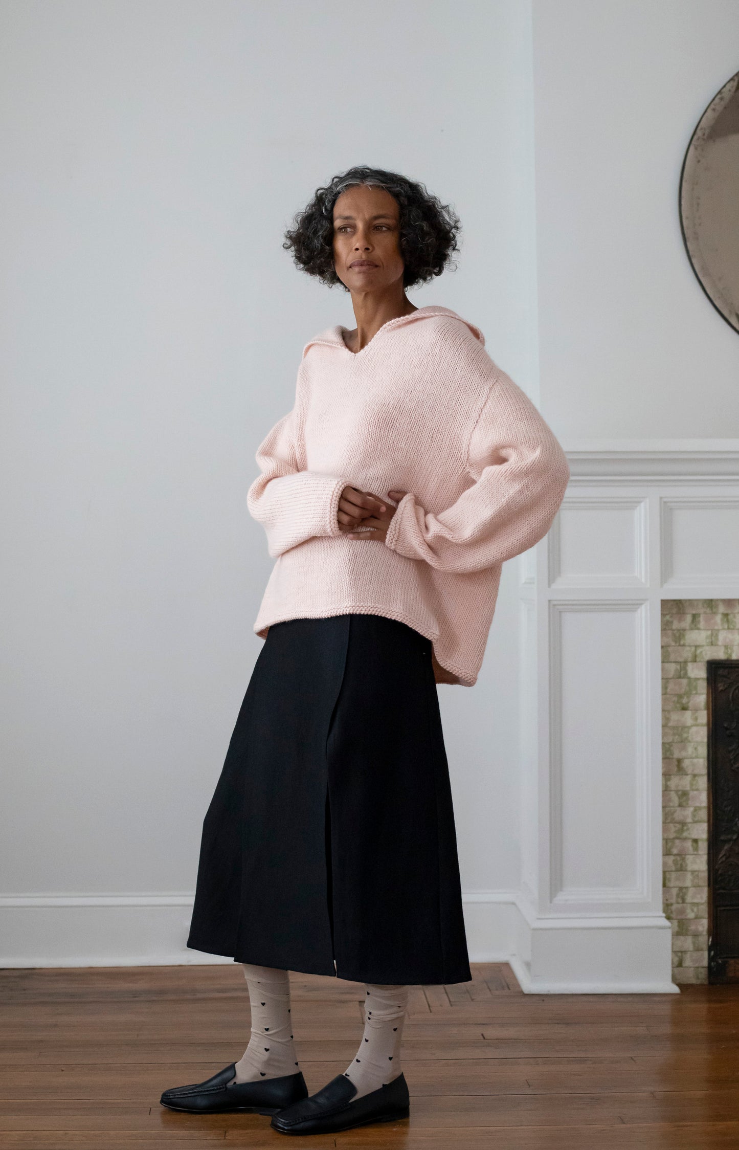 Baby Pink Merino Aviator Sweater