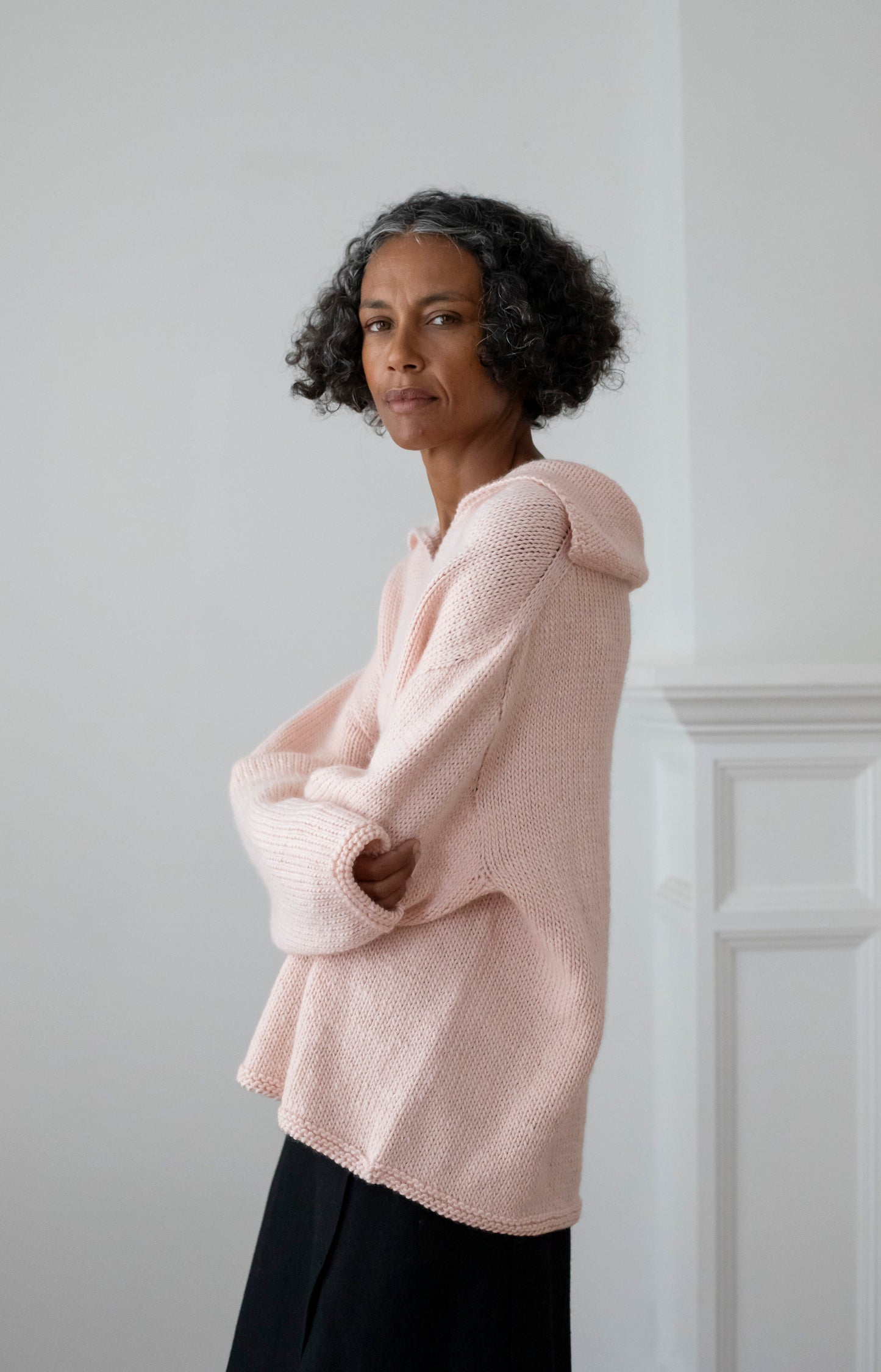 Baby Pink Merino Aviator Sweater