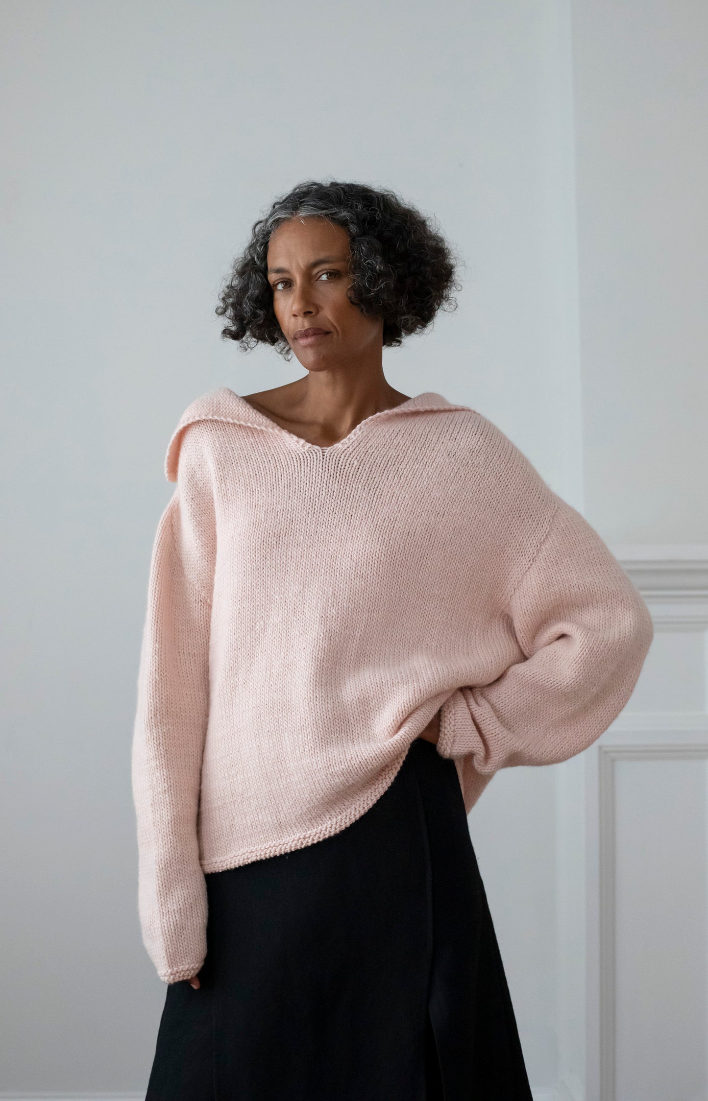 Baby Pink Merino Aviator Sweater