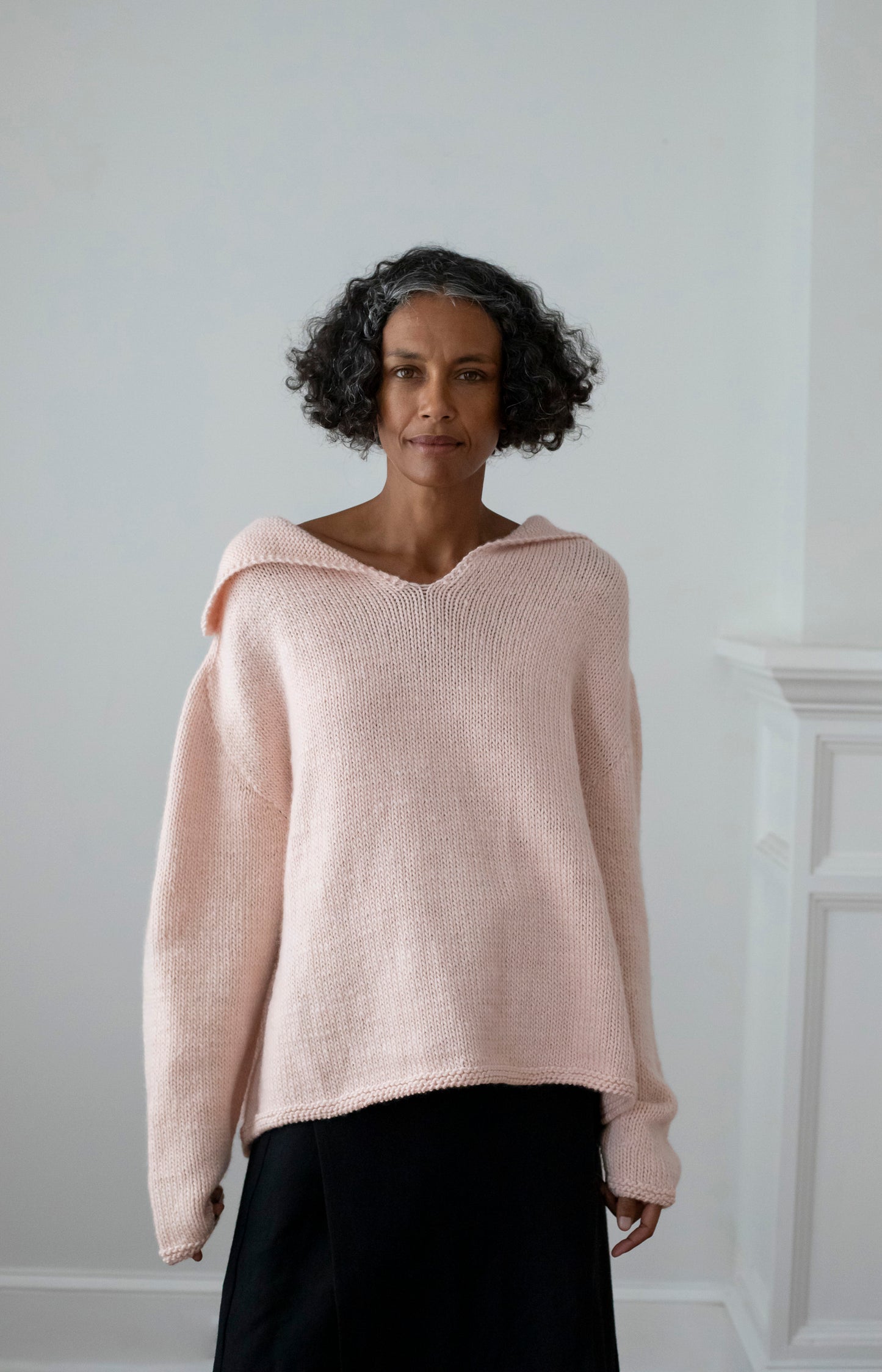 Baby Pink Merino Aviator Sweater