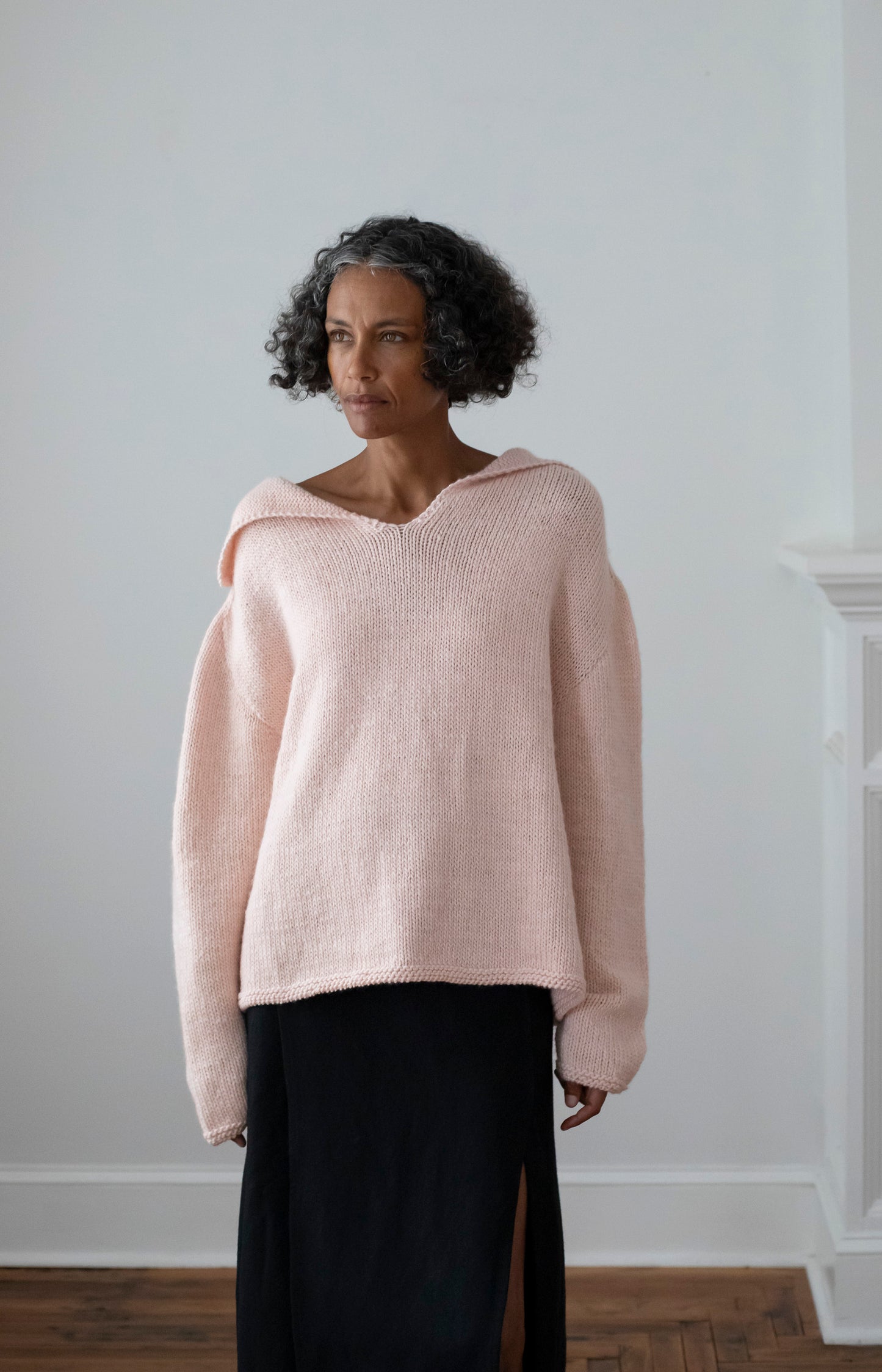 Baby Pink Merino Aviator Sweater