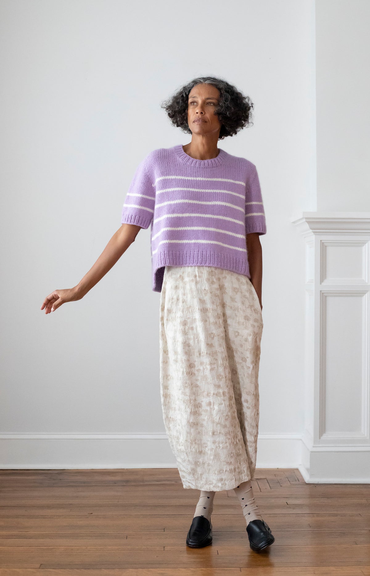 Lilac & Ivory Striped Cashmere Sweater