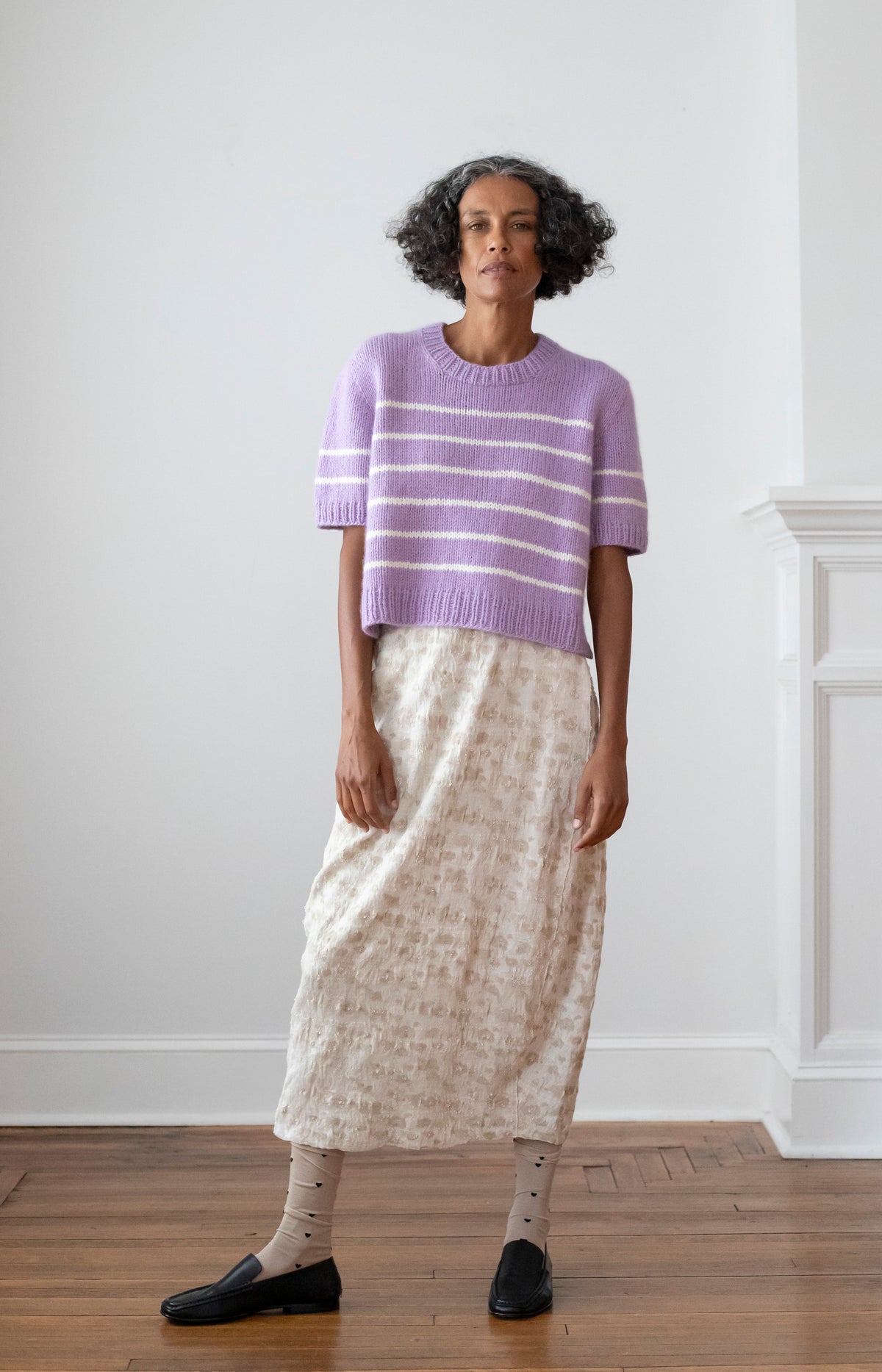 Lilac & Ivory Striped Cashmere Sweater
