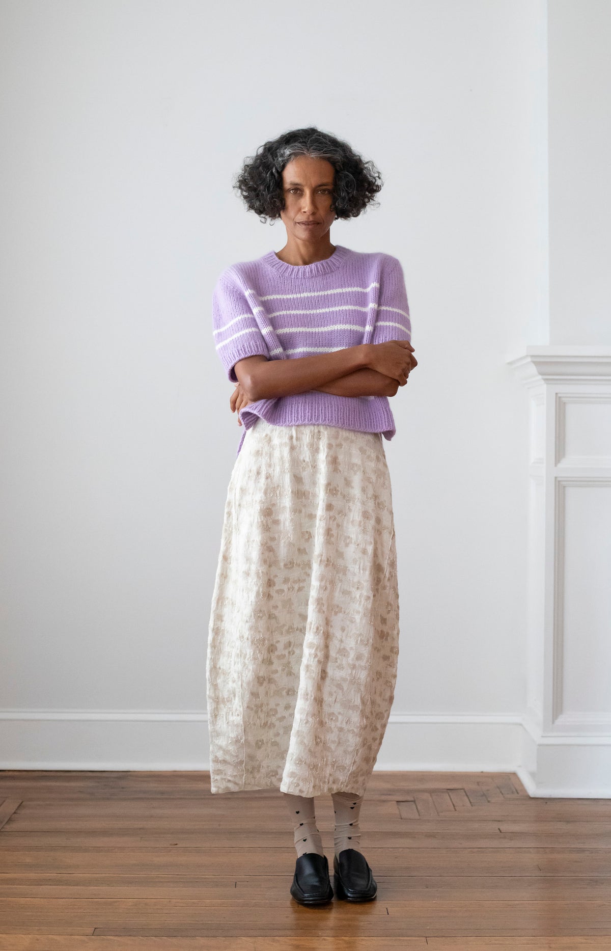 Lilac & Ivory Striped Cashmere Sweater