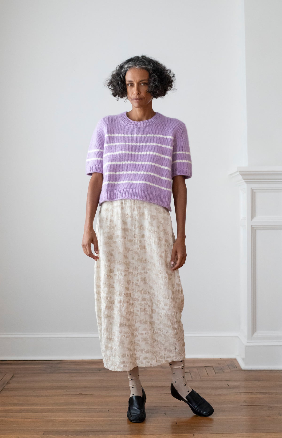 Lilac & Ivory Striped Cashmere Sweater