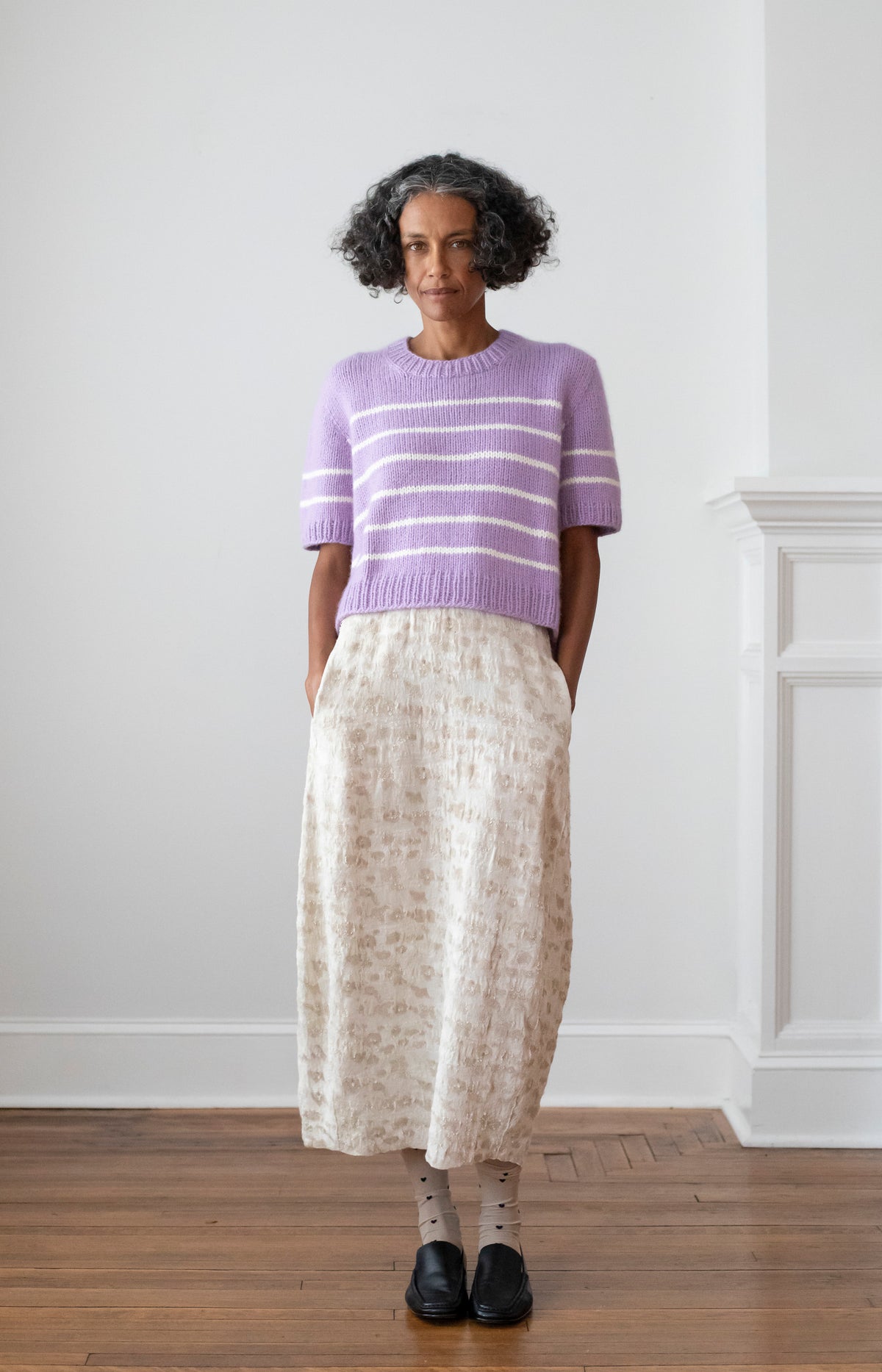 Lilac & Ivory Striped Cashmere Sweater
