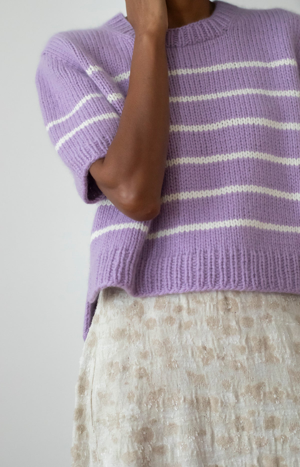 Lilac & Ivory Striped Cashmere Sweater