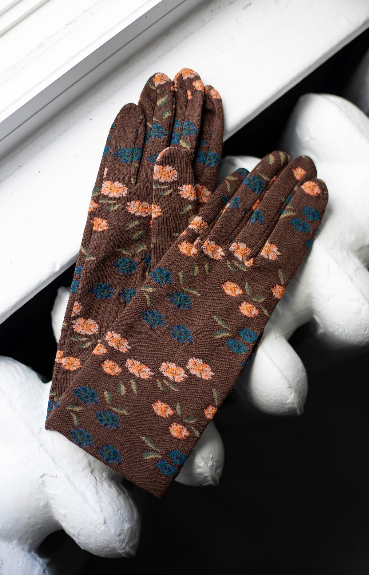 Brown Tiny Flowers Gloves