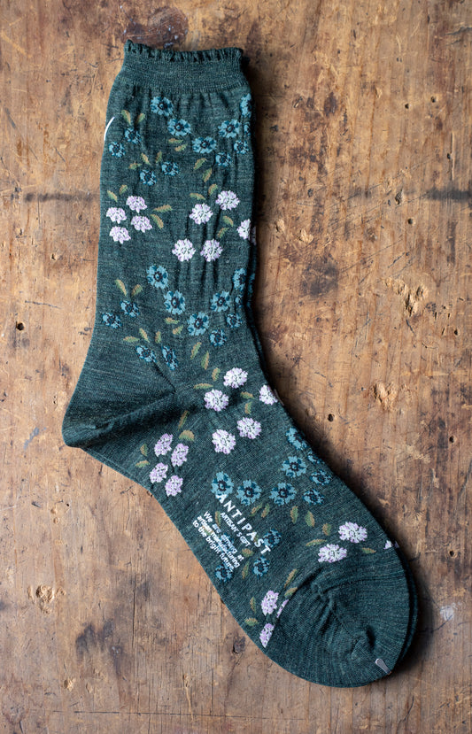Green Tiny Flowers Socks
