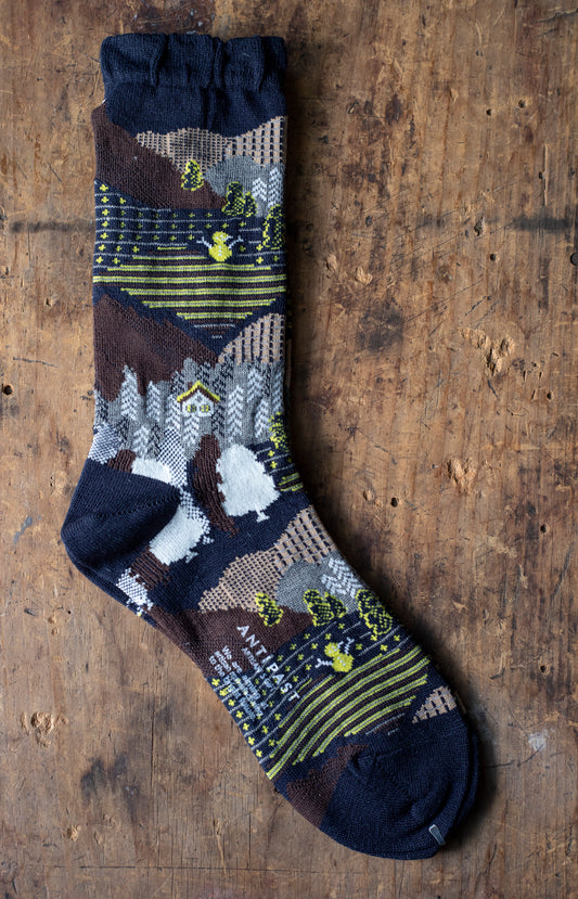 Navy Snowy Winter Socks