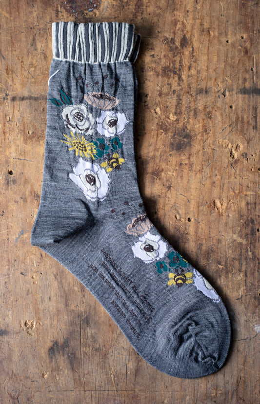 Grey Flora Socks