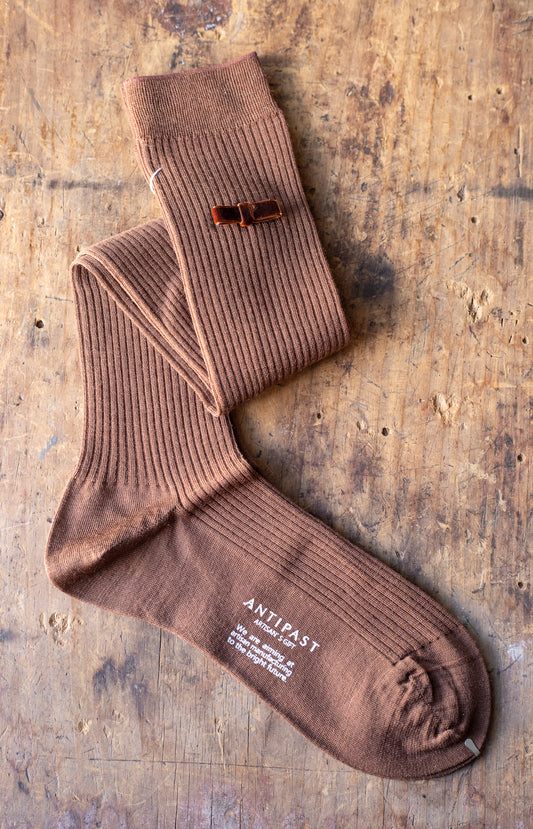 Brown Ribbon Knee Socks