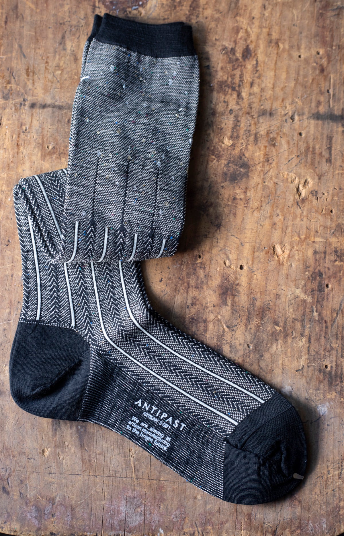Black Herringbone Knee Socks