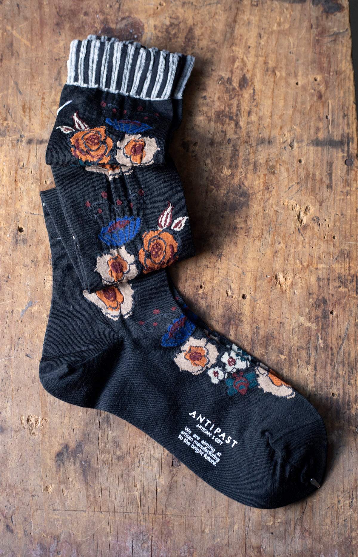 Black Flora Knee Socks