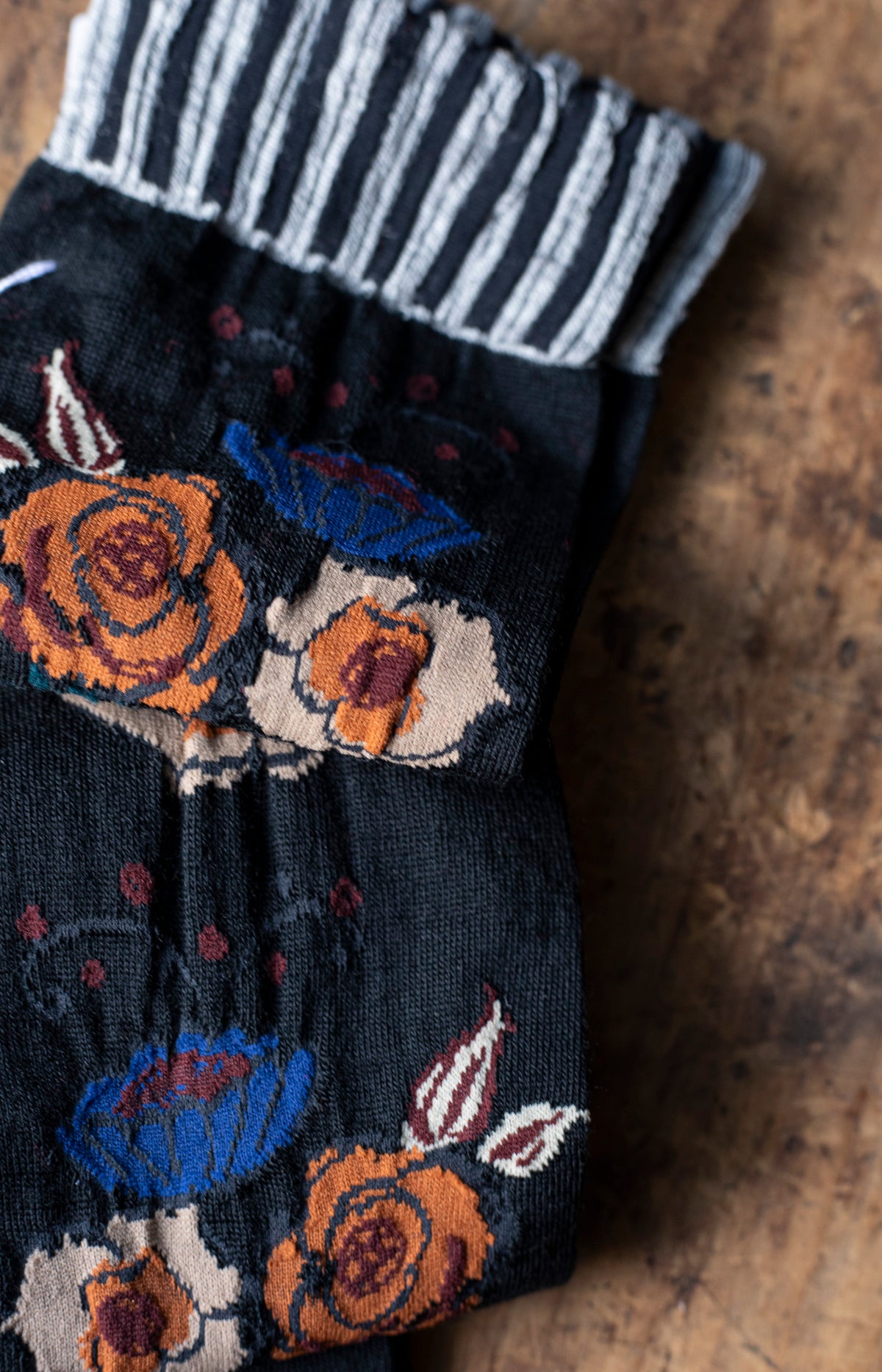Black Flora Knee Socks