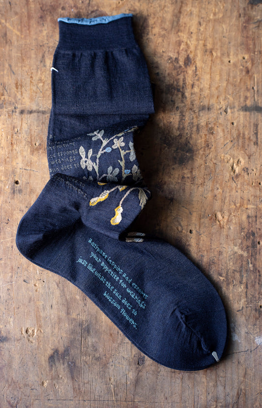 Navy Peanut Tree Knee Socks