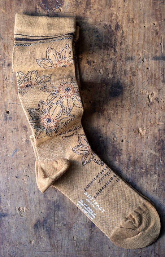 Beige Floral Compression Socks