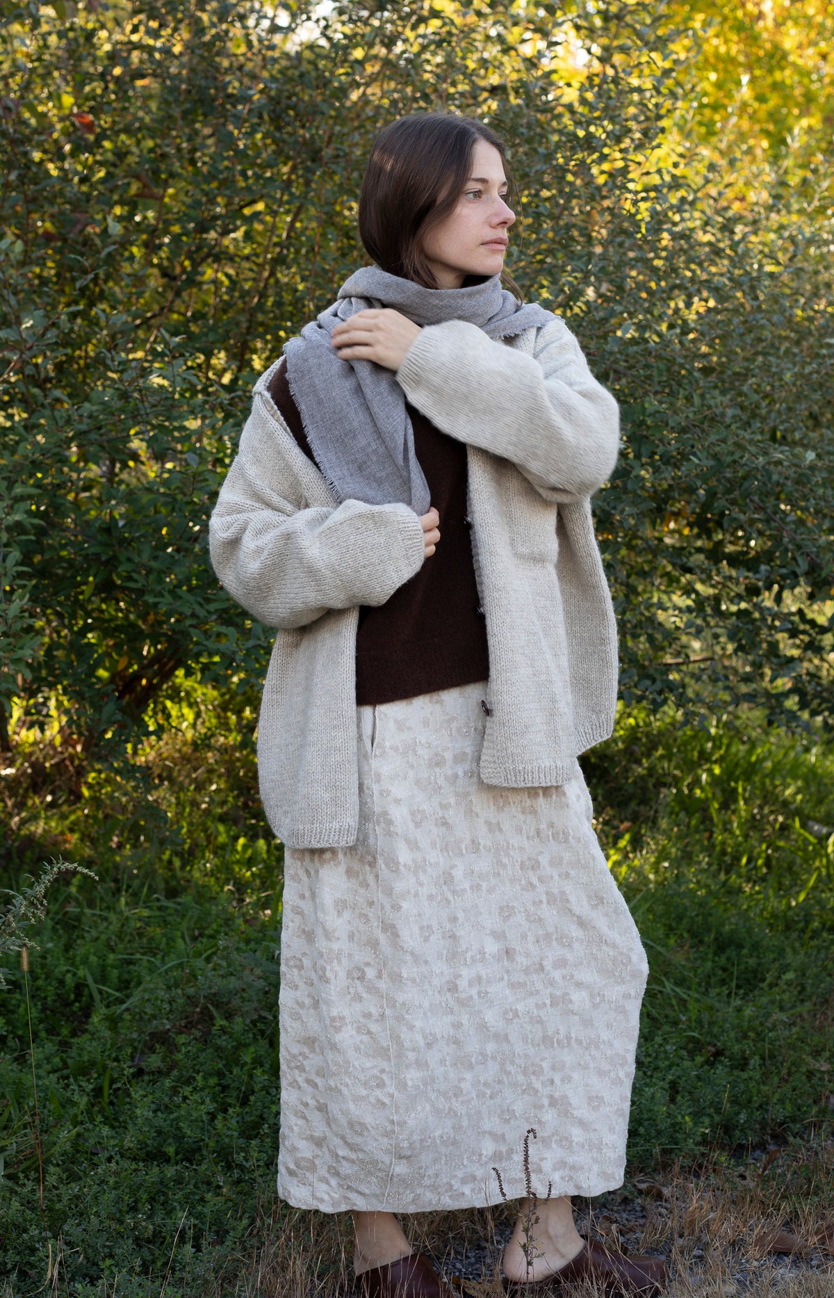 Light Grey Melange Cashmere Scarf