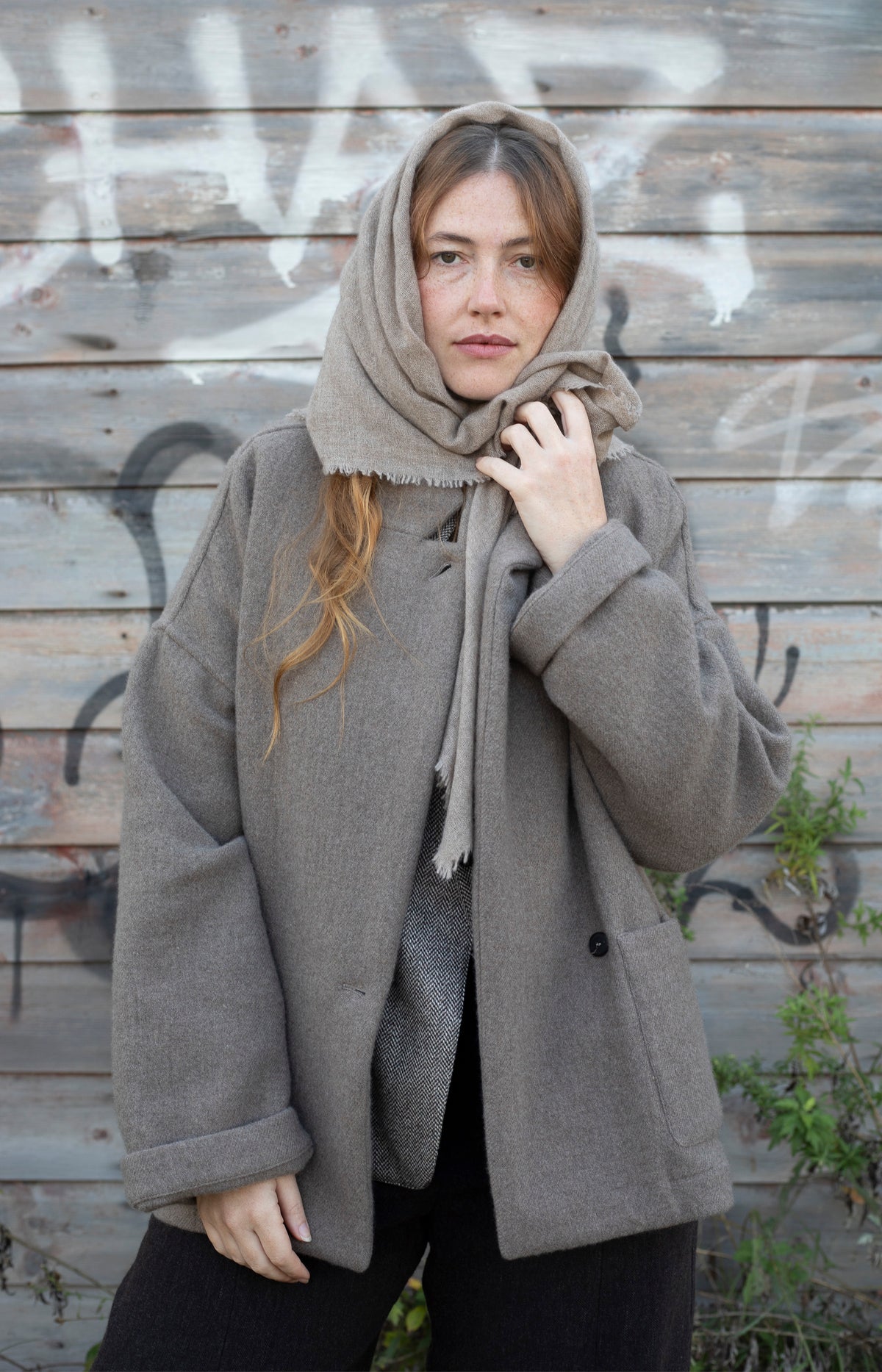 Beige Melange Cashmere Scarf