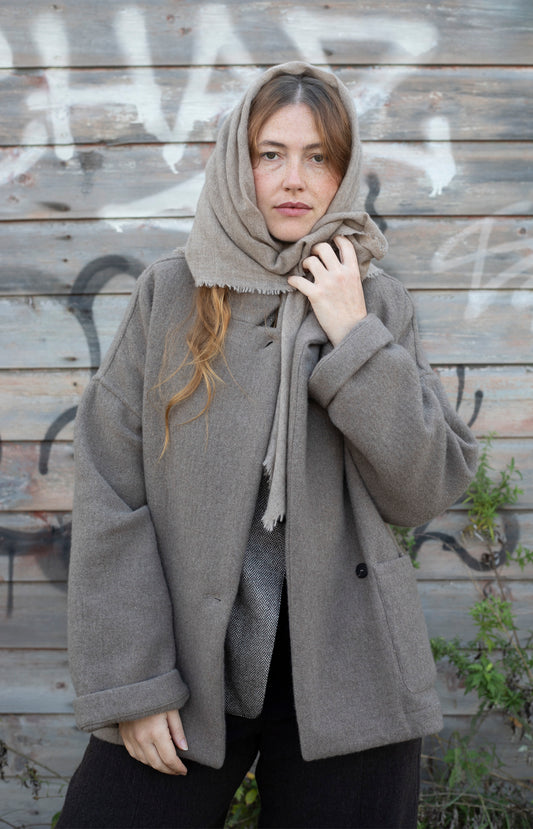 Beige Melange Cashmere Scarf