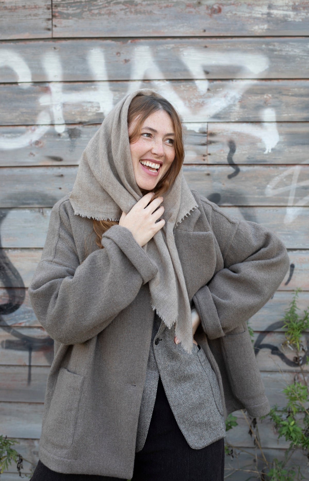Beige Melange Cashmere Scarf