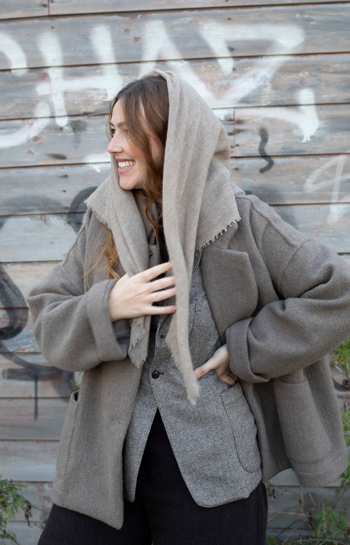 Beige Melange Cashmere Scarf