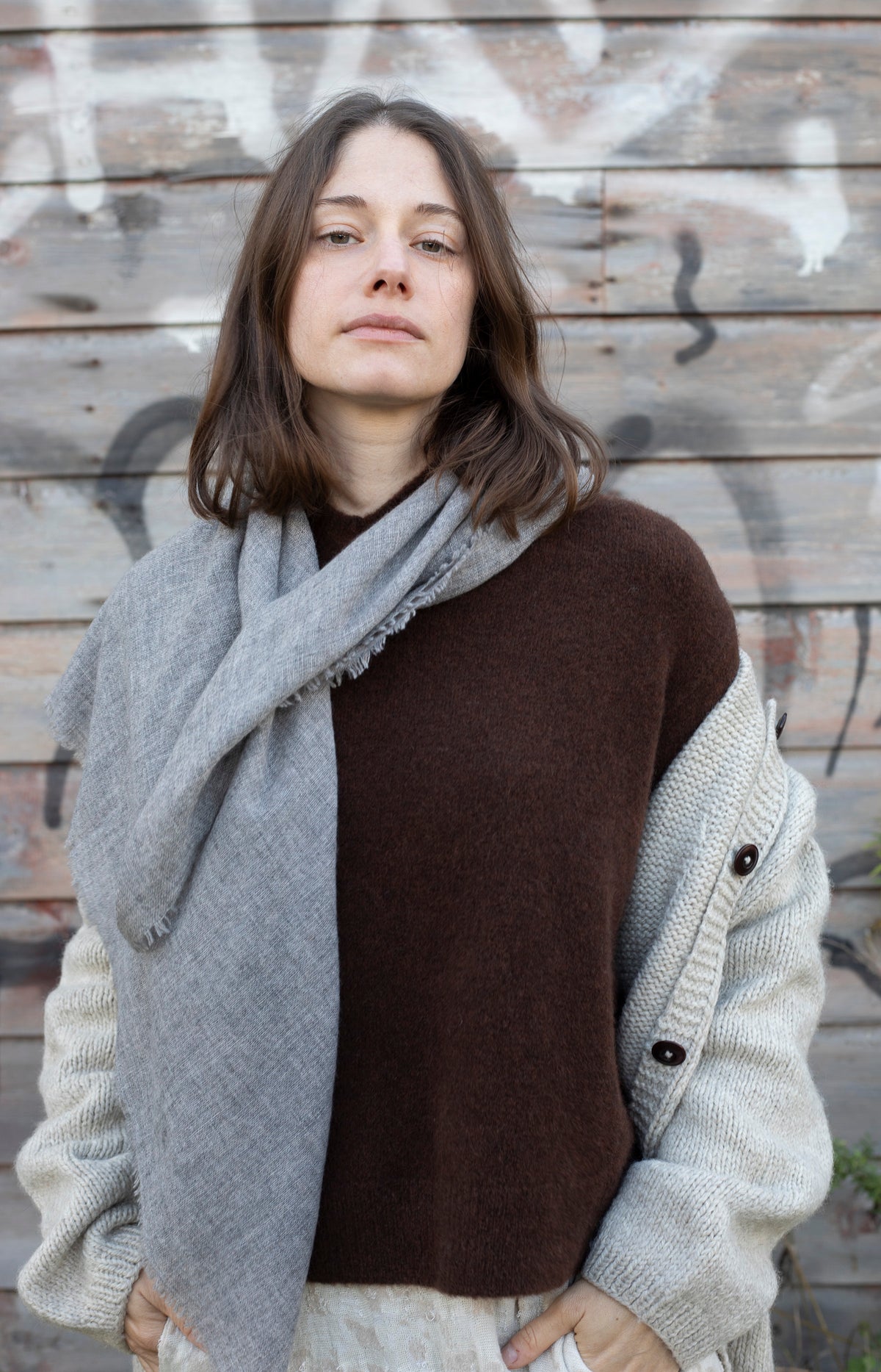 Light Grey Melange Cashmere Scarf