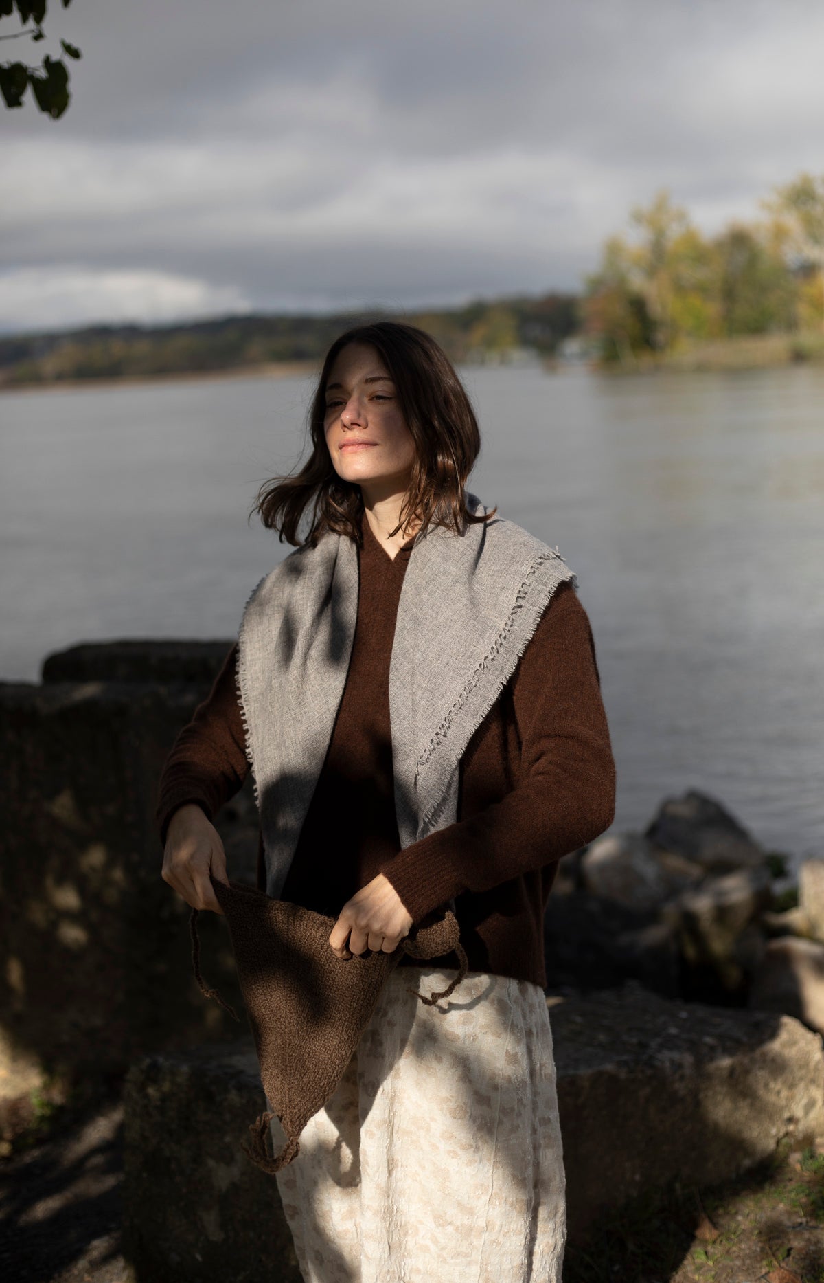 Light Grey Melange Cashmere Scarf
