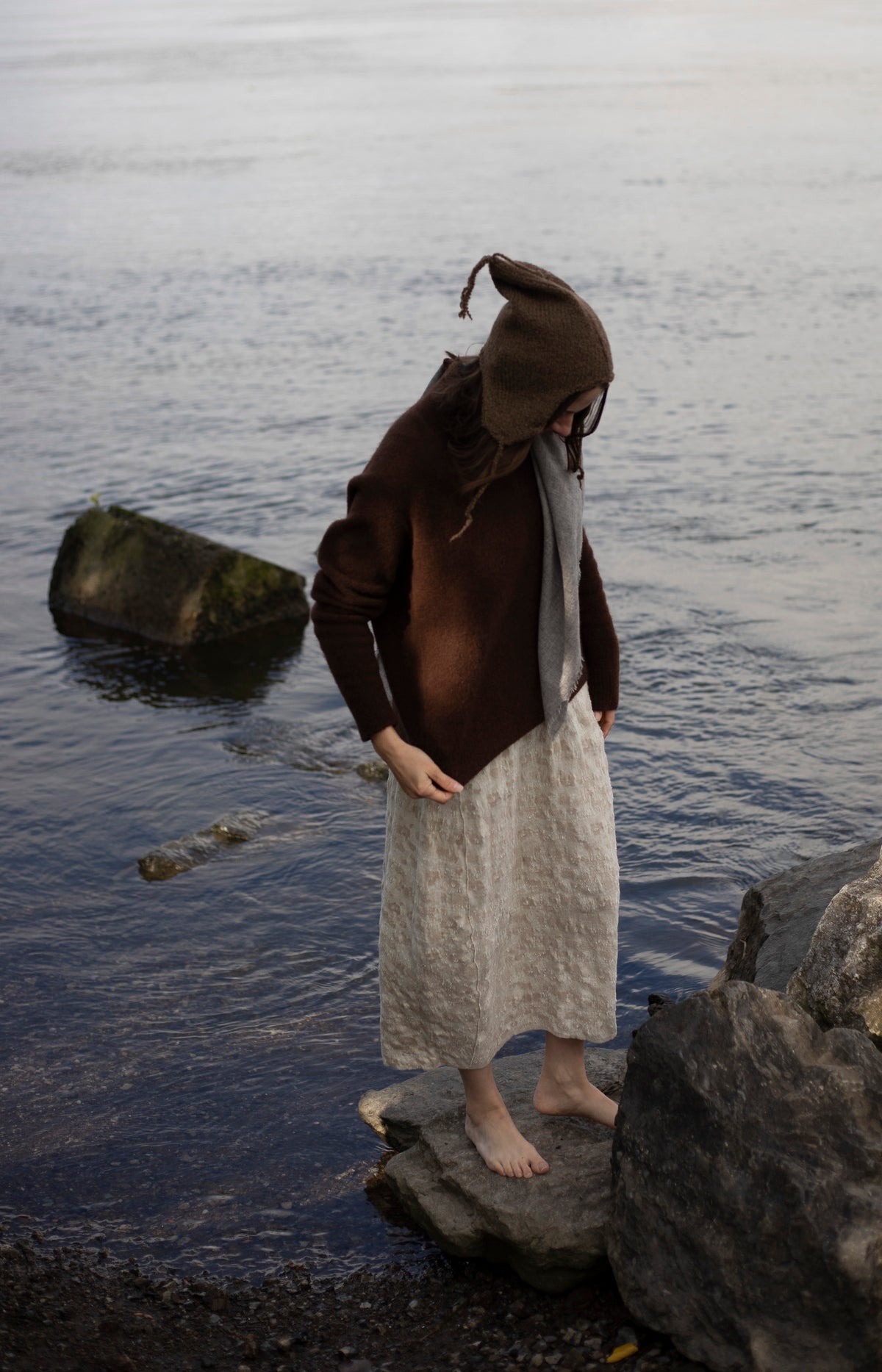 Light Grey Melange Cashmere Scarf