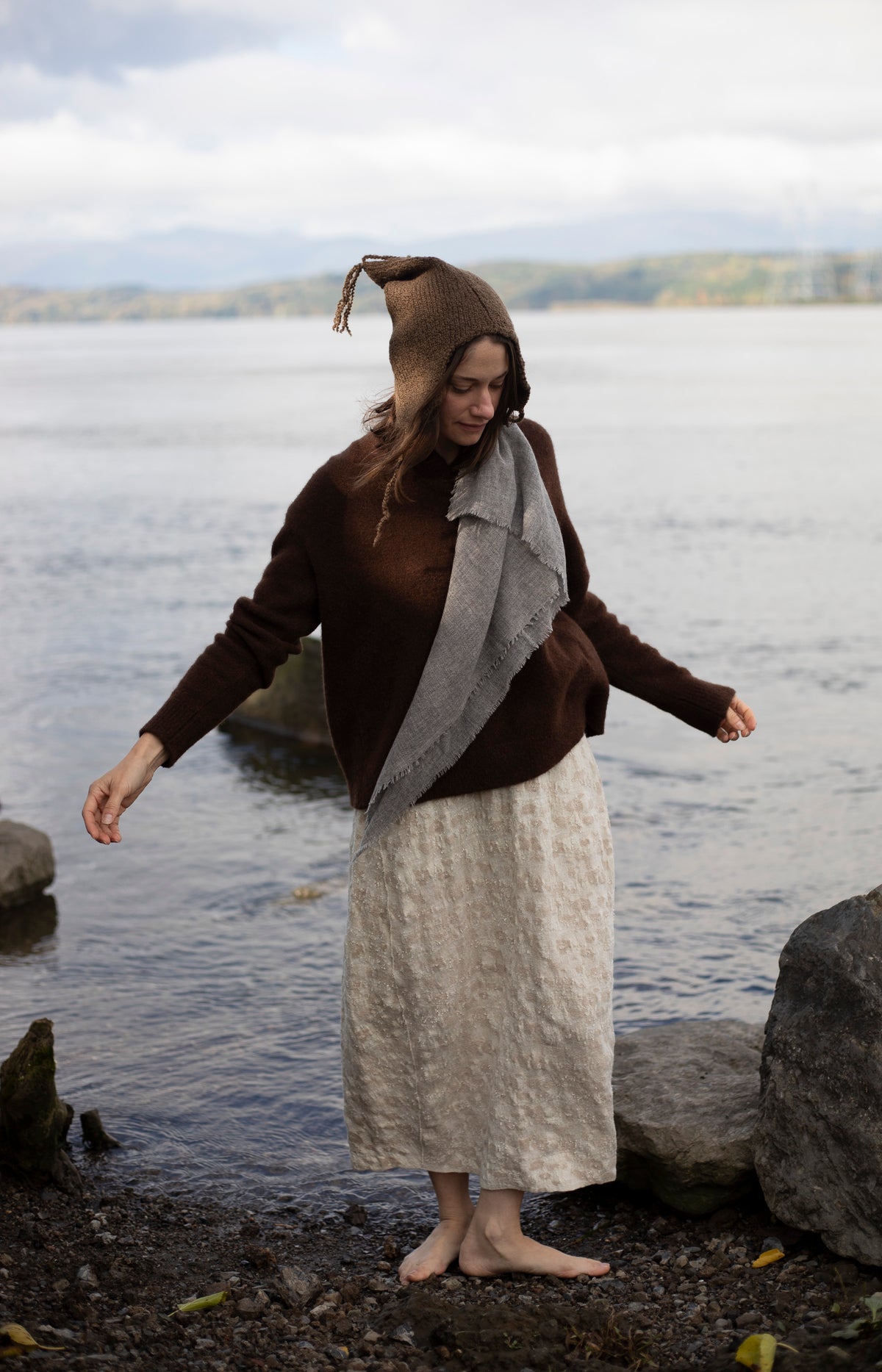 Light Grey Melange Cashmere Scarf