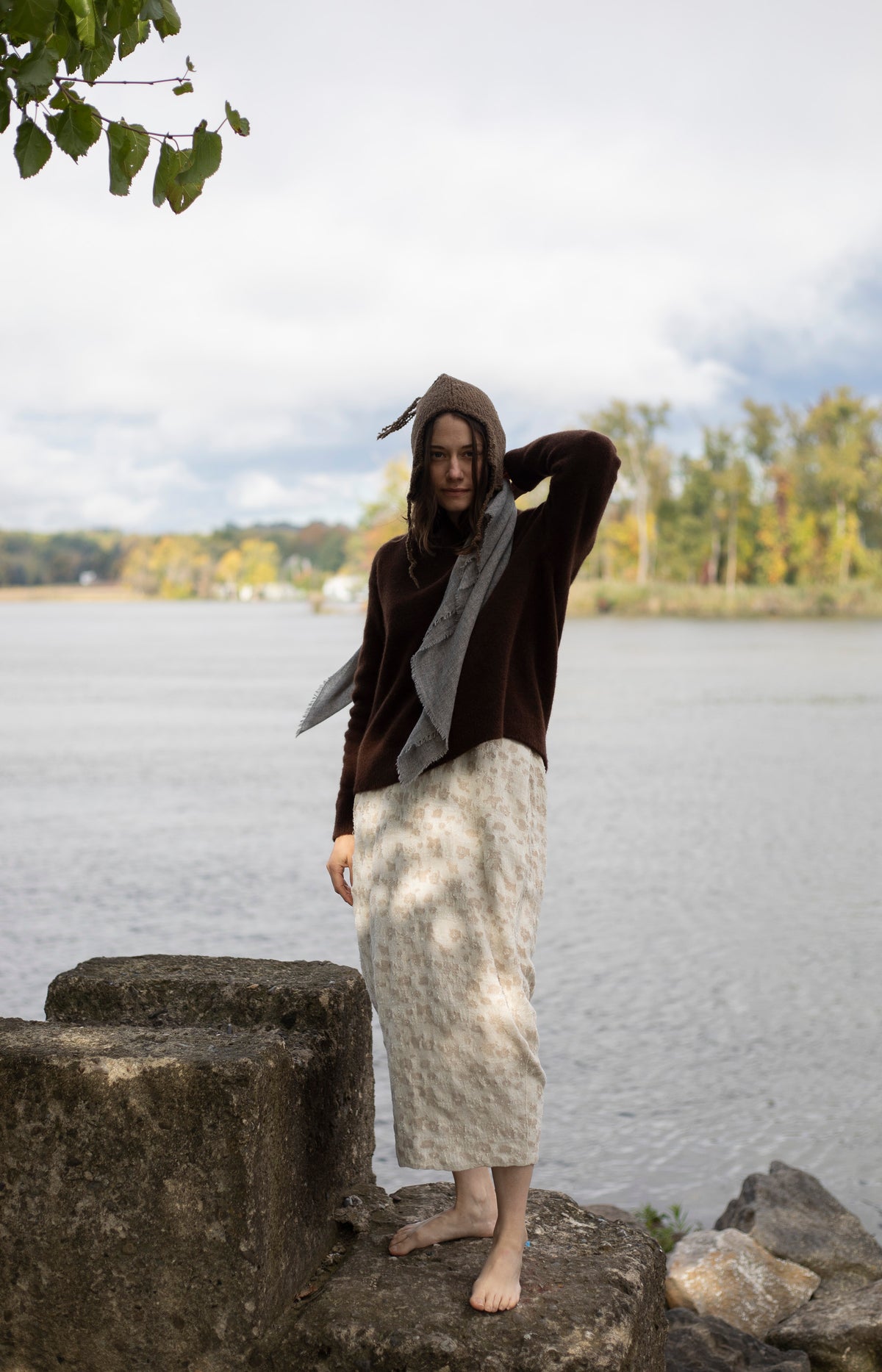 Light Grey Melange Cashmere Scarf