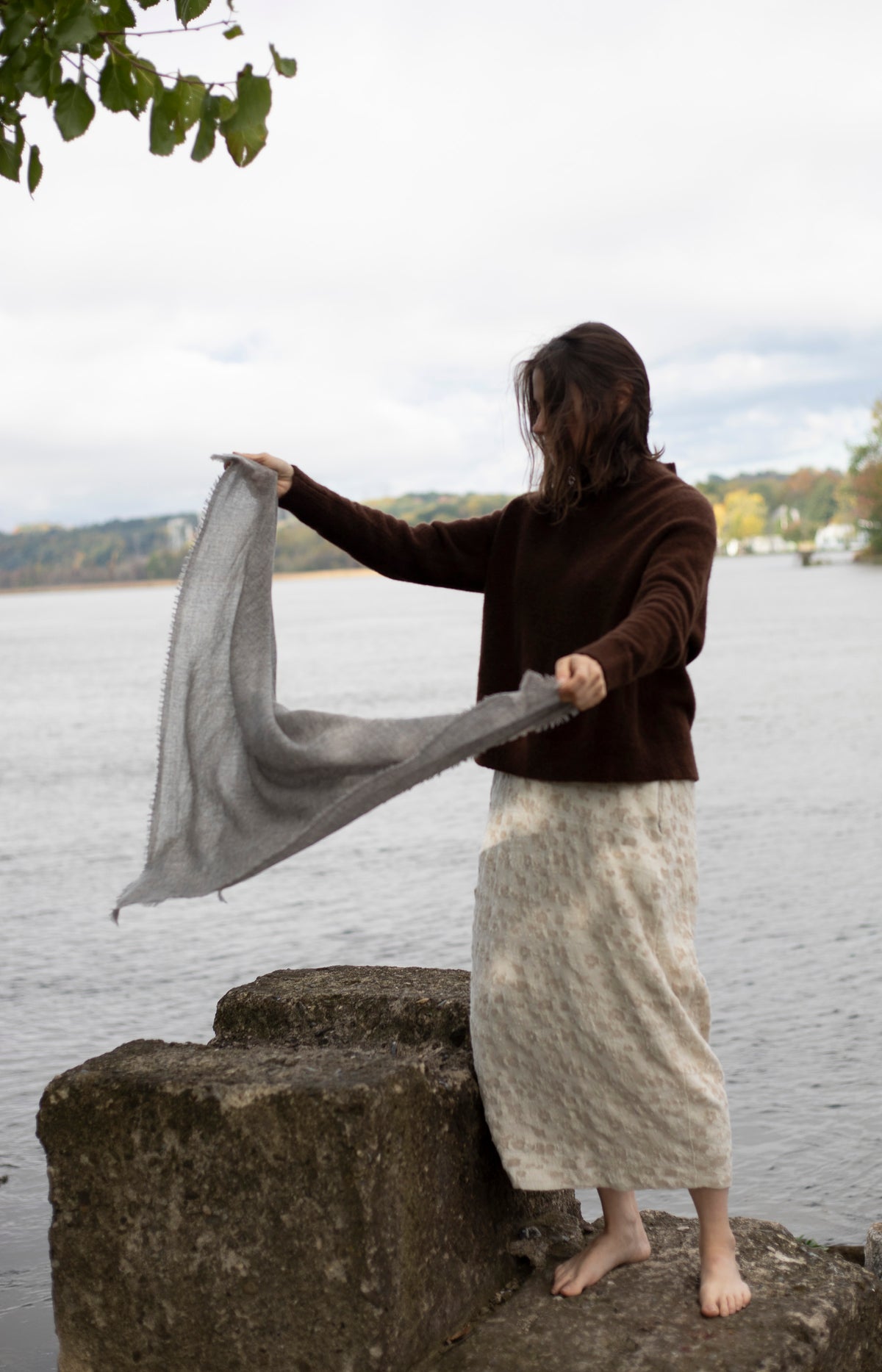 Light Grey Melange Cashmere Scarf