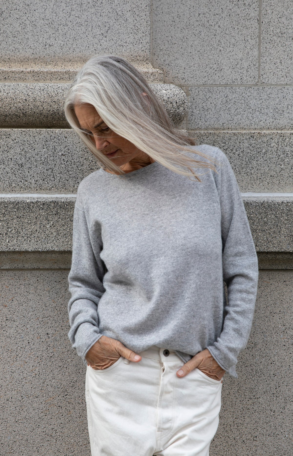 Grey Cashmere Linen Knit