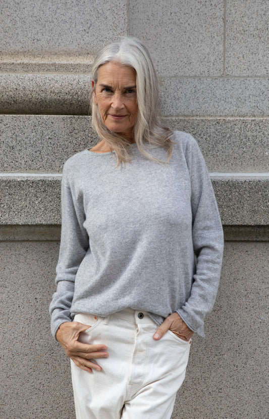 Grey Cashmere Linen Knit
