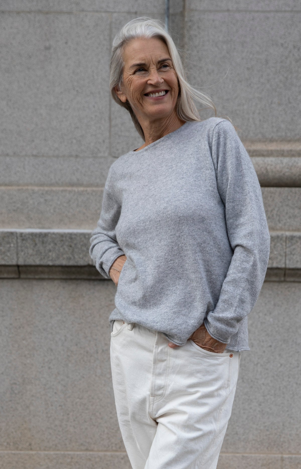 Grey Cashmere Linen Knit